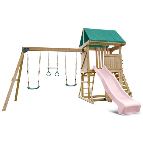 Lifespan Kids Carindale Swing Set & Play Centre With 2.2M Slide (Pastel Pink) Outdoor Play Sets