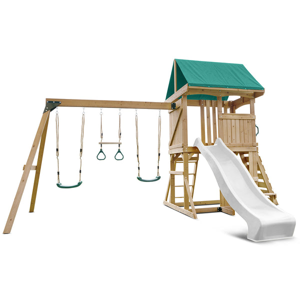 Lifespan Kids Carindale Swing Set & Play Centre With 2.2M Slide (White) Outdoor Play Sets
