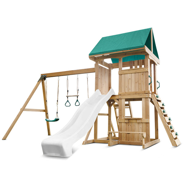 Lifespan Kids Carindale Swing Set & Play Centre With 2.2M Slide (White) Outdoor Play Sets