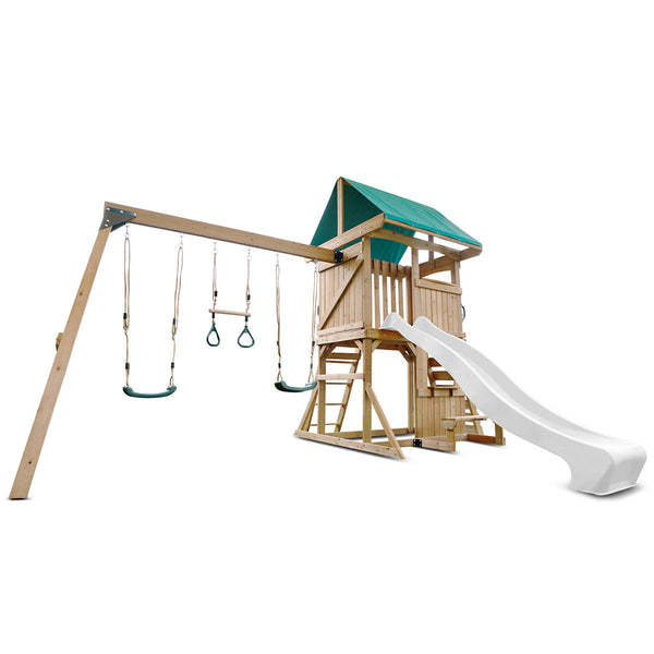 Lifespan Kids Carindale Swing Set & Play Centre With 2.2M Slide (White) Outdoor Play Sets
