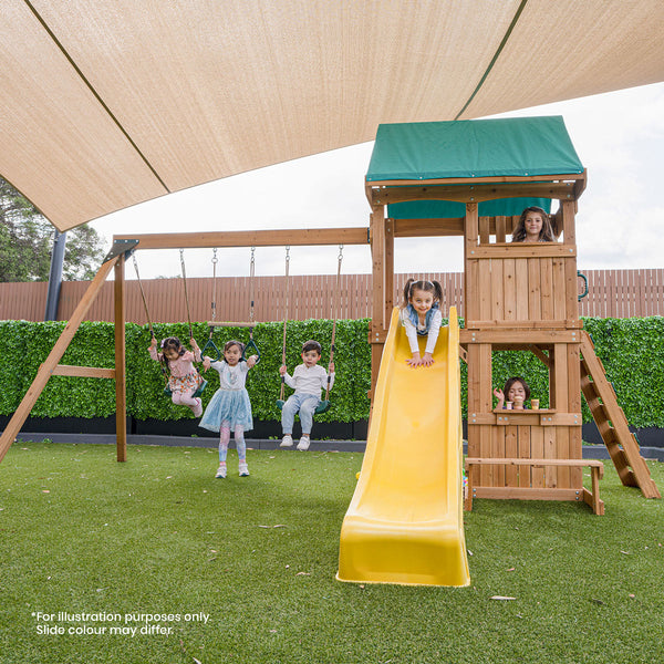 Lifespan Kids Carindale Swing Set & Play Centre With 2.2M Slide (White) Outdoor Play Sets