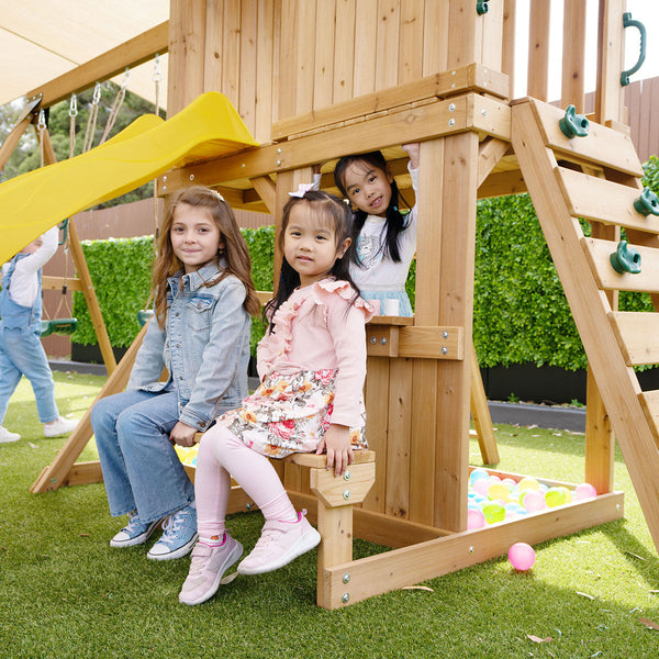 Lifespan Kids Carindale Swing Set & Play Centre With 2.2M Slide (Yellow) Outdoor Play Sets