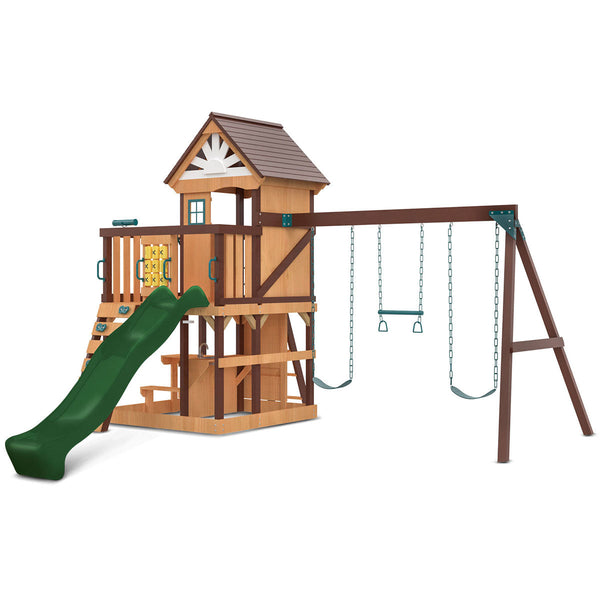 Lifespan Kids Coventry Swing Set & Play Centre With 2.2M Slide (Green) Outdoor Play Sets