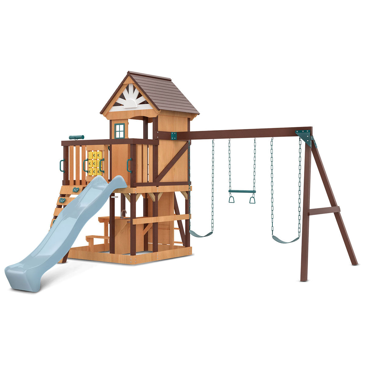 Lifespan Kids Coventry Swing Set & Play Centre With 2.2M Slide (Pastel Blue) Outdoor Play Sets