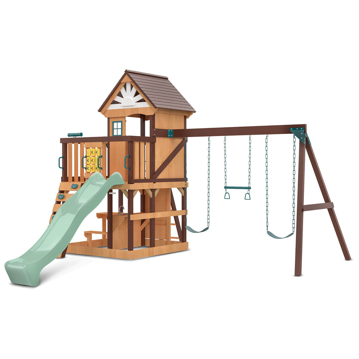 Lifespan Kids Coventry Swing Set & Play Centre With 2.2M Slide (Pastel Green) Outdoor Play Sets