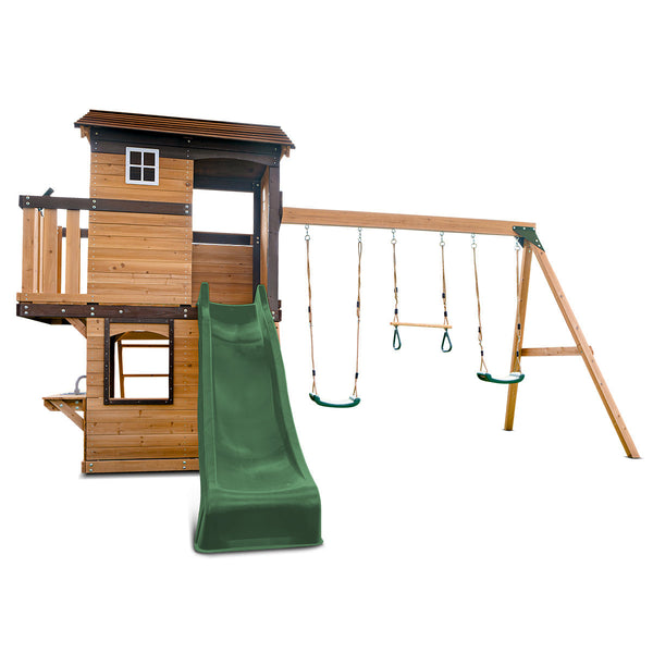 Lifespan Kids Darlington Swing Set & Play Centre With 2.2M Slide (Green) Slides