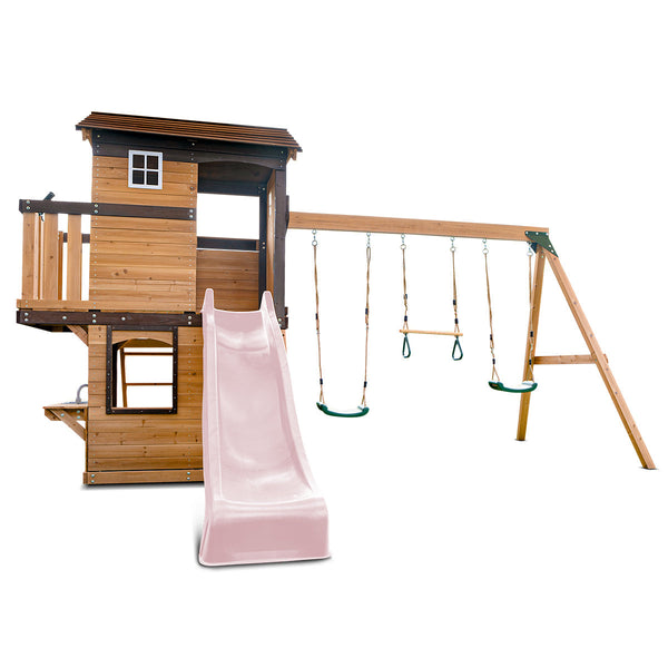 Lifespan Kids Darlington Swing Set & Play Centre With 2.2M Slide (Pastel Pink) Slides