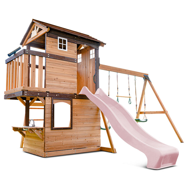 Lifespan Kids Darlington Swing Set & Play Centre With 2.2M Slide (Pastel Pink) Slides