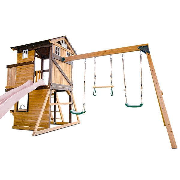 Lifespan Kids Darlington Swing Set & Play Centre With 2.2M Slide (Pastel Pink) Slides
