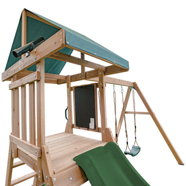 Lifespan Kids Greenvale Swing Set & Play Centre With 1.8M Slide (Green) Outdoor Play Sets