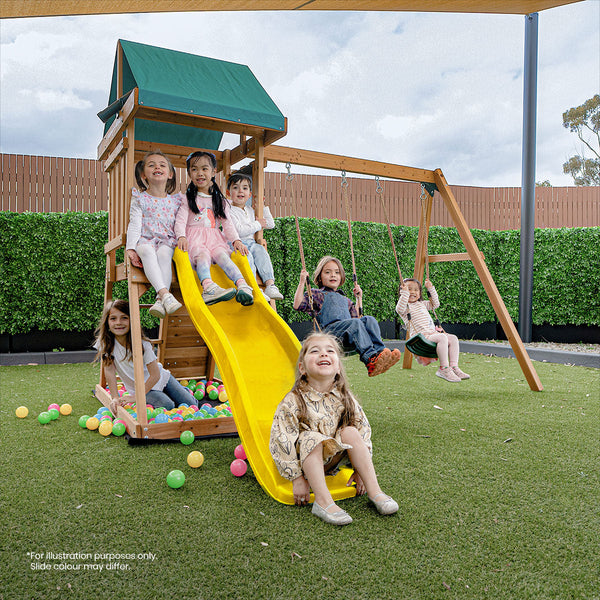 Lifespan Kids Greenvale Swing Set & Play Centre With 1.8M Slide (Green) Outdoor Play Sets