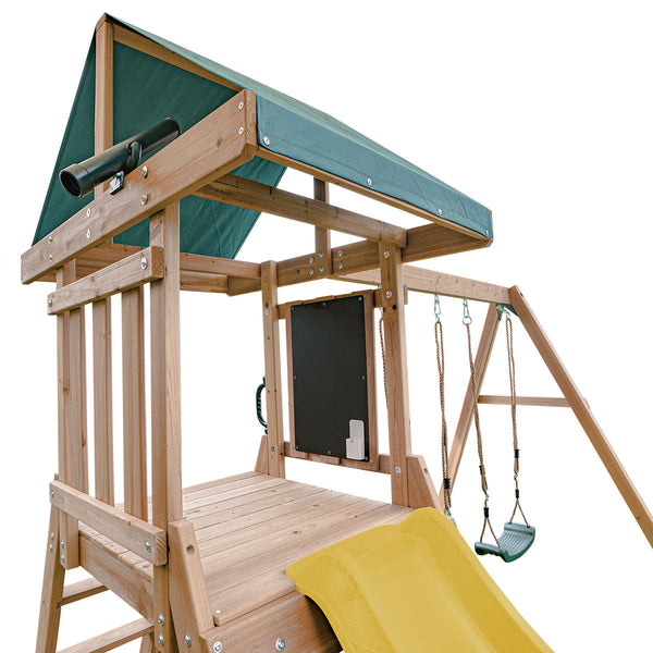 Lifespan Kids Greenvale Swing Set & Play Centre With 1.8M Slide (Yellow) Outdoor Play Sets