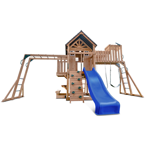 Lifespan Kids Kensington Swing Set Monkey Bars & Play Centre With 2.2M Slide (Blue) Outdoor Play Sets