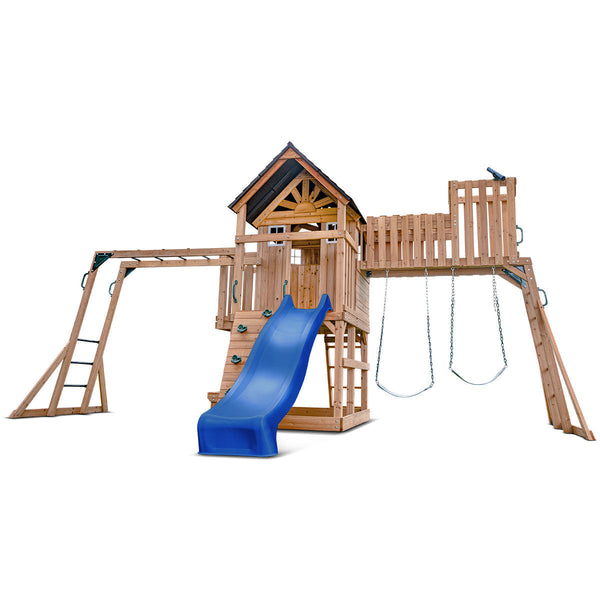 Lifespan Kids Kensington Swing Set Monkey Bars & Play Centre With 2.2M Slide (Blue) Outdoor Play Sets