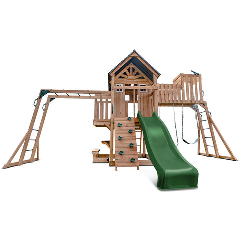 Lifespan Kids Kensington Swing Set Monkey Bars & Play Centre With 2.2M Slide (Green) Outdoor Play Sets