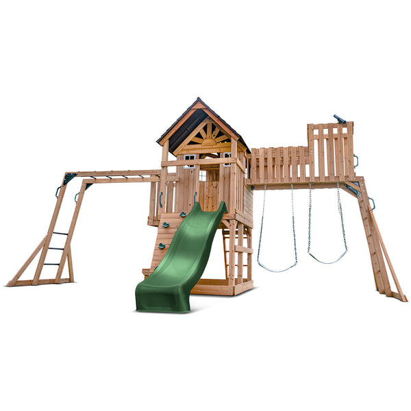 Lifespan Kids Kensington Swing Set Monkey Bars & Play Centre With 2.2M Slide (Green) Outdoor Play Sets