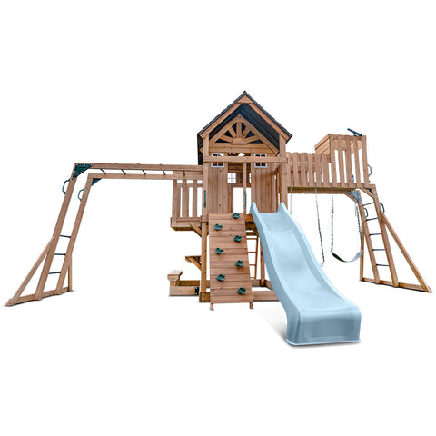Lifespan Kids Kensington Swing Set Monkey Bars & Play Centre With 2.2M Slide (Pastel Blue) Outdoor Play Sets