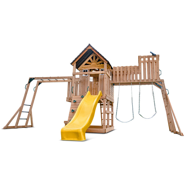 Lifespan Kids Kensington Swing Set Monkey Bars & Play Centre With 2.2M Slide (Yellow) Outdoor Play Sets