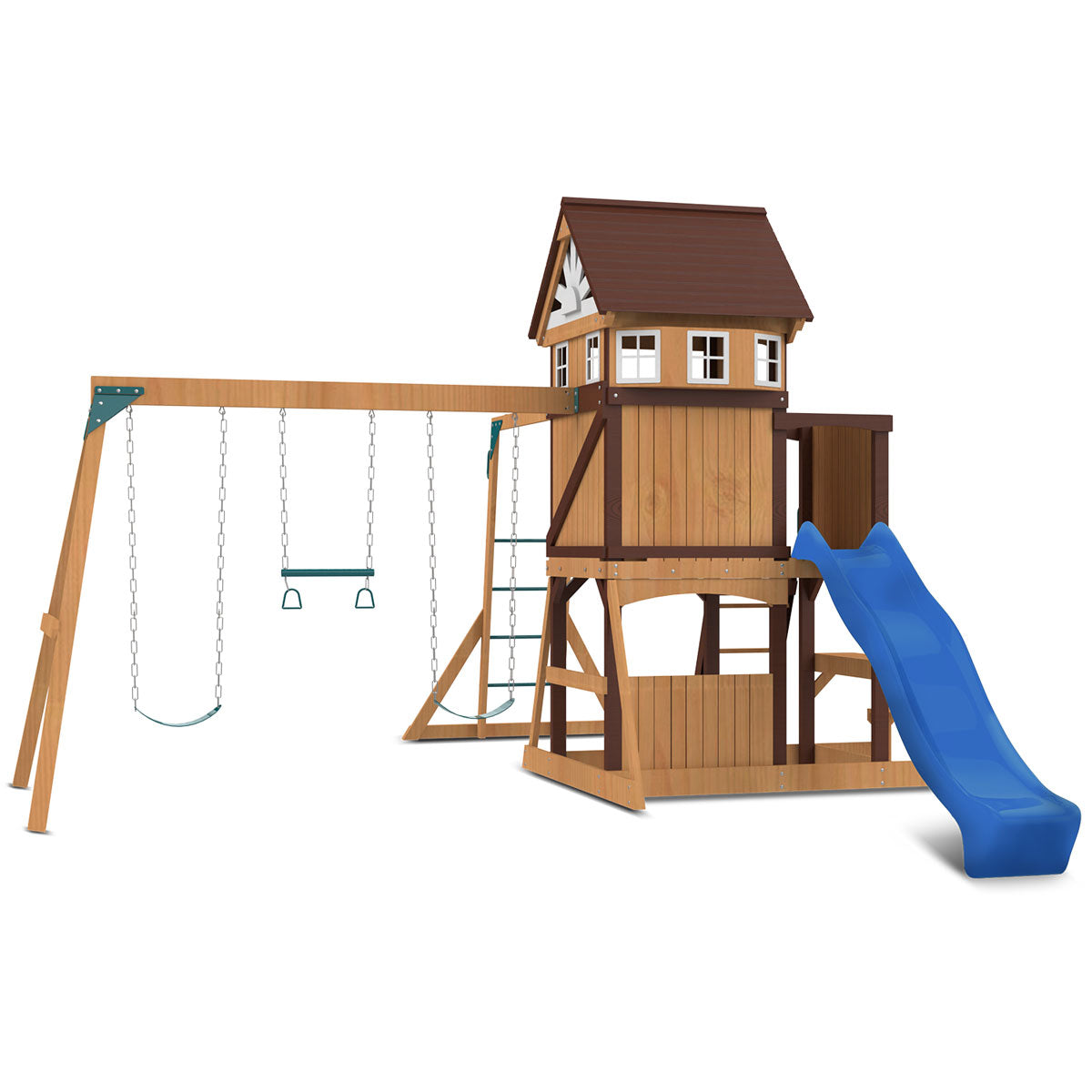 Lifespan Kids Meer Brook Swing Set Monkey Bars & Play Centre With 2.2M Slide (Blue) Outdoor Play Sets