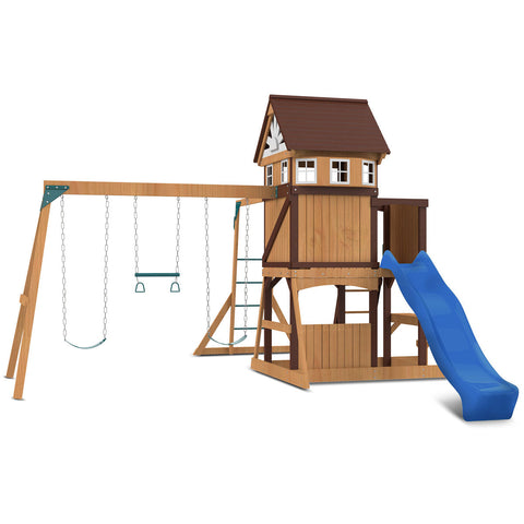 Lifespan Kids Meer Brook Swing Set Monkey Bars & Play Centre With 2.2M Slide (Blue) Outdoor Play Sets