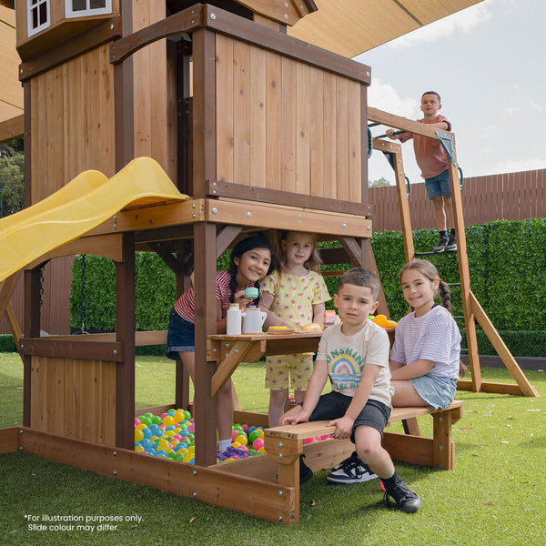 Lifespan Kids Meer Brook Swing Set Monkey Bars & Play Centre With 2.2M Slide (Blue) Outdoor Play Sets