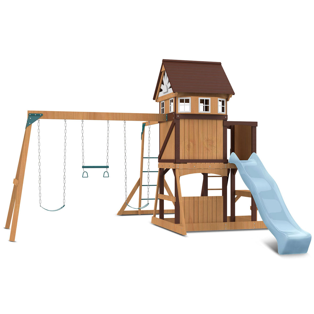 Lifespan Kids Meer Brook Swing Set Monkey Bars & Play Centre With 2.2M Slide (Pastel Blue) Outdoor Play Sets