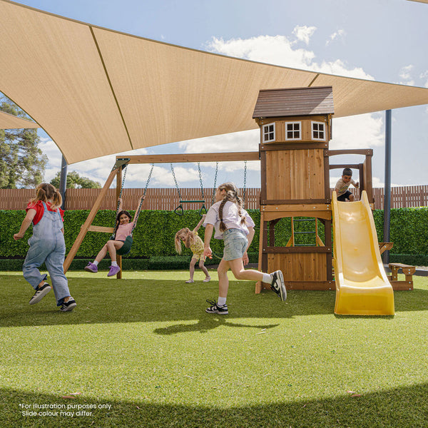 Lifespan Kids Meer Brook Swing Set Monkey Bars & Play Centre With 2.2M Slide (Pastel Green) Outdoor Play Sets