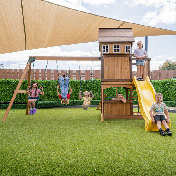 Lifespan Kids Meer Brook Swing Set Monkey Bars & Play Centre With 2.2M Slide (Yellow) Outdoor Play Sets