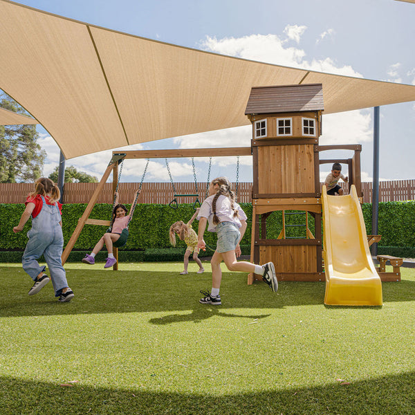 Lifespan Kids Meer Brook Swing Set Monkey Bars & Play Centre With 2.2M Slide (Yellow) Outdoor Play Sets