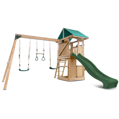 Lifespan Kids Montrose Swing Set & Play Centre With 2.2M Slide (Green) Slides
