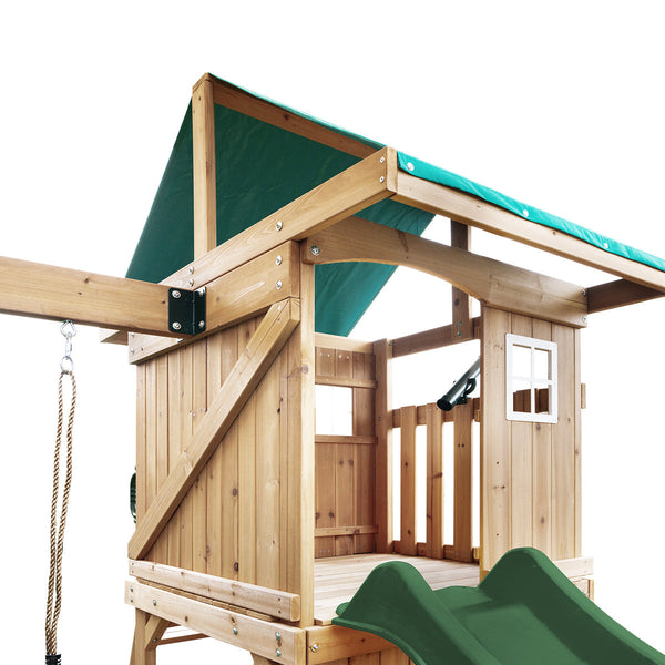 Lifespan Kids Montrose Swing Set & Play Centre With 2.2M Slide (Green) Slides