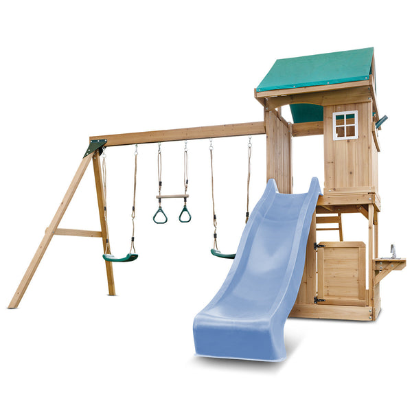 Lifespan Kids Montrose Swing Set & Play Centre With 2.2M Slide (Pastel Blue) Slides