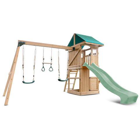 Lifespan Kids Montrose Swing Set & Play Centre With 2.2M Slide (Pastel Green) Slides