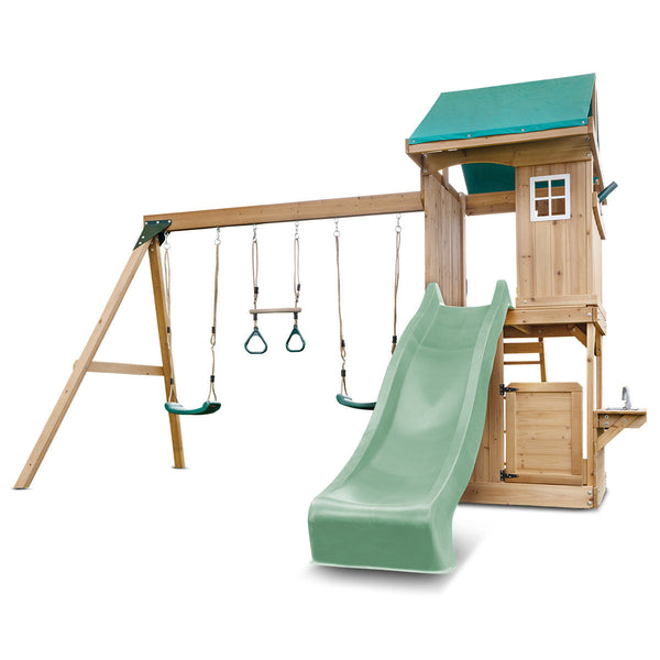 Lifespan Kids Montrose Swing Set & Play Centre With 2.2M Slide (Pastel Green) Slides
