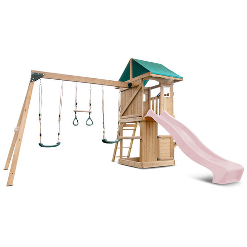 Lifespan Kids Montrose Swing Set & Play Centre With 2.2M Slide (Pastel Pink) Slides