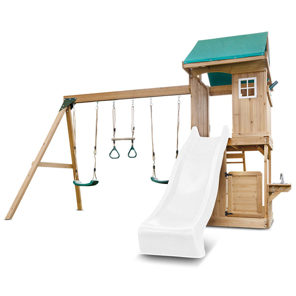 Lifespan Kids Montrose Swing Set & Play Centre With 2.2M Slide (White) Slides