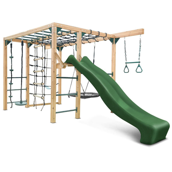 Lifespan Kids Orangutan Monkey Bars Jungle Gym Climbing Frame With 2.2M Slide (Green) Outdoor Play Sets