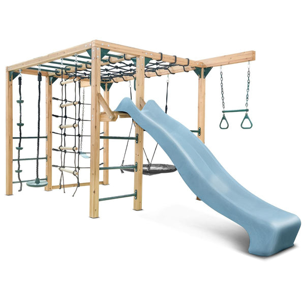 Lifespan Kids Orangutan Monkey Bars Jungle Gym Climbing Frame With 2.2M Slide (Pastel Blue) Outdoor Play Sets