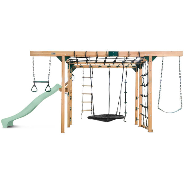 Lifespan Kids Orangutan Monkey Bars Jungle Gym Climbing Frame With 2.2M Slide (Pastel Green) Outdoor Play Sets