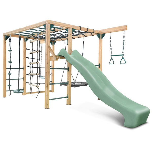Lifespan Kids Orangutan Monkey Bars Jungle Gym Climbing Frame With 2.2M Slide (Pastel Green) Outdoor Play Sets