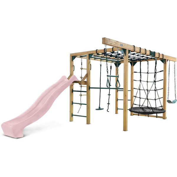 Lifespan Kids Orangutan Monkey Bars Jungle Gym Climbing Frame With 2.2M Slide (Pastel Pink) Outdoor Play Sets