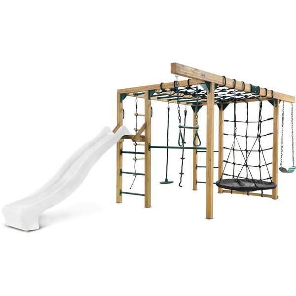 Lifespan Kids Orangutan Monkey Bars Jungle Gym Climbing Frame With 2.2M Slide (White) Outdoor Play Sets