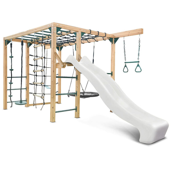Lifespan Kids Orangutan Monkey Bars Jungle Gym Climbing Frame With 2.2M Slide (White) Outdoor Play Sets