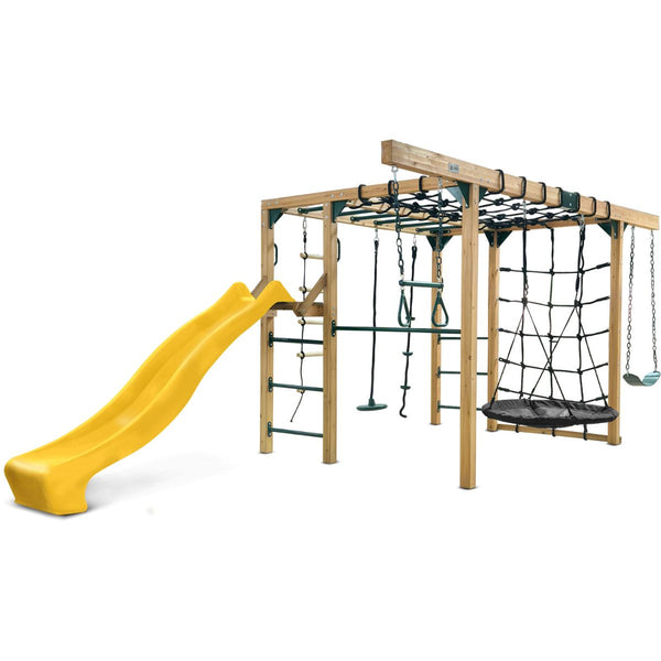 Lifespan Kids Orangutan Monkey Bars Jungle Gym Climbing Frame With 2.2M Slide (Yellow) Outdoor Play Sets