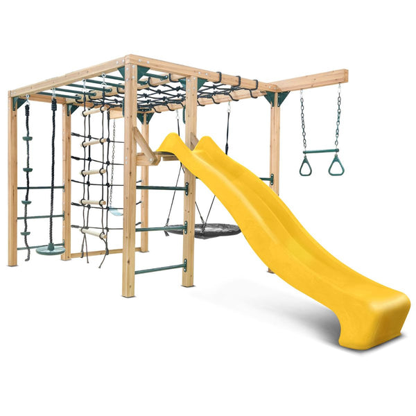 Lifespan Kids Orangutan Monkey Bars Jungle Gym Climbing Frame With 2.2M Slide (Yellow) Outdoor Play Sets