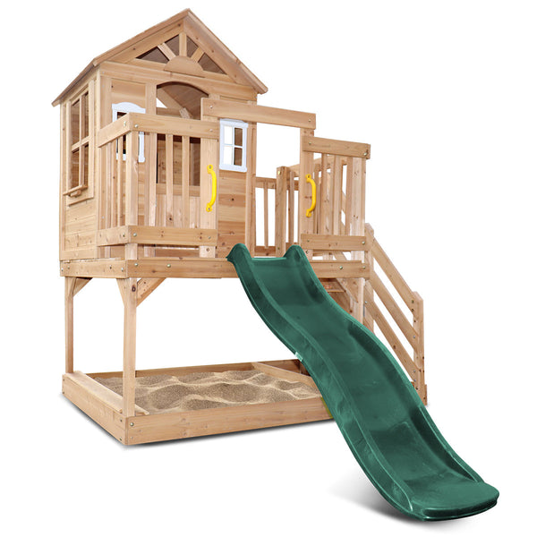 Lifespan Kids Silverton Cubby House With 1.8M Slide (Green) Outdoor Play Sets