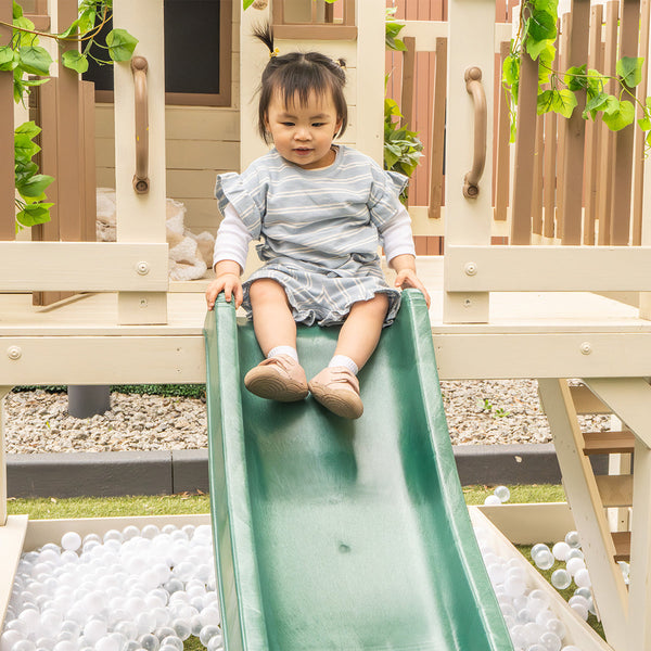 Lifespan Kids Silverton Cubby House With 1.8M Slide (Green) Outdoor Play Sets