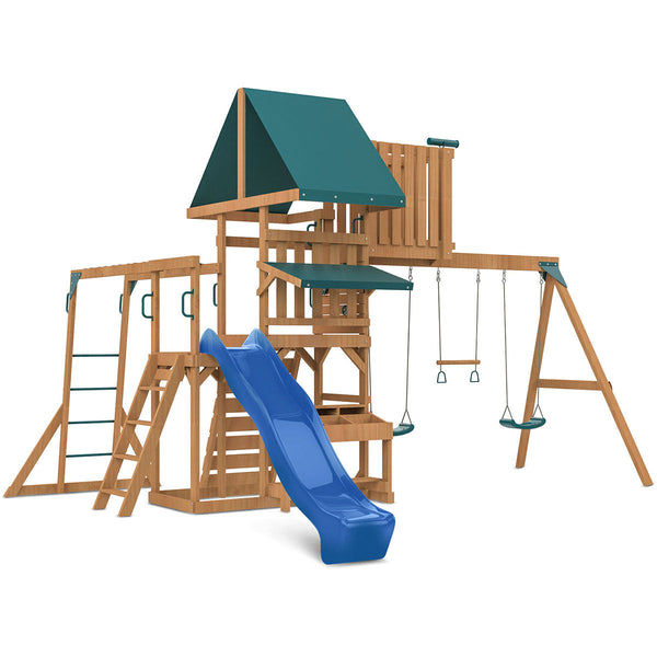 Lifespan Kids Walton Swing Set Monkey Bars & Play Centre With 2.2M Slide (Blue) Outdoor Play Sets