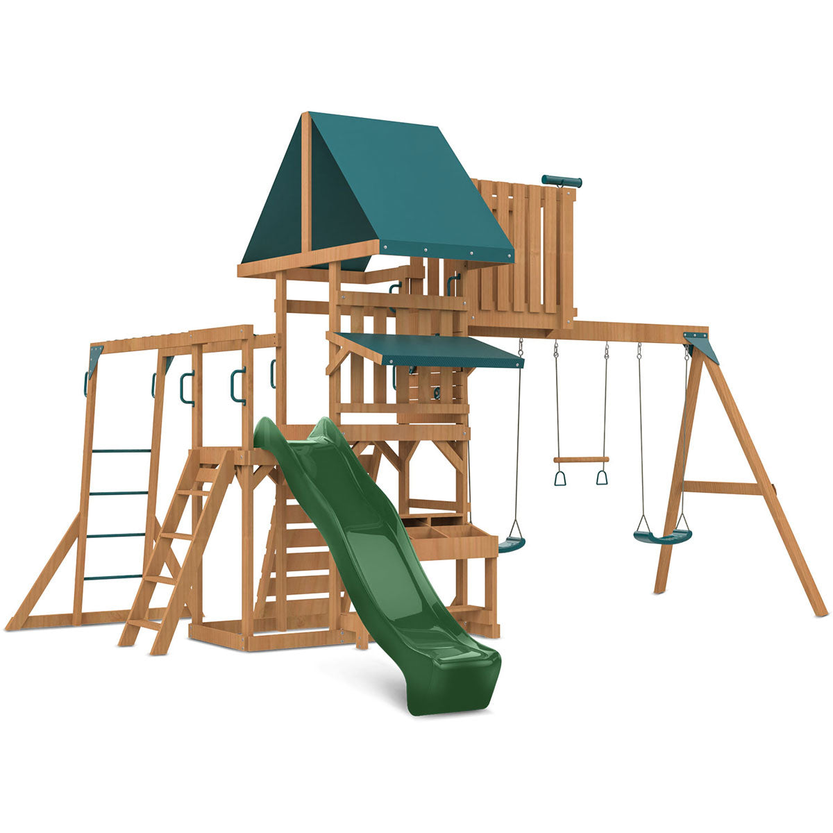 Lifespan Kids Walton Swing Set Monkey Bars & Play Centre With 2.2M Slide (Green) Outdoor Play Sets