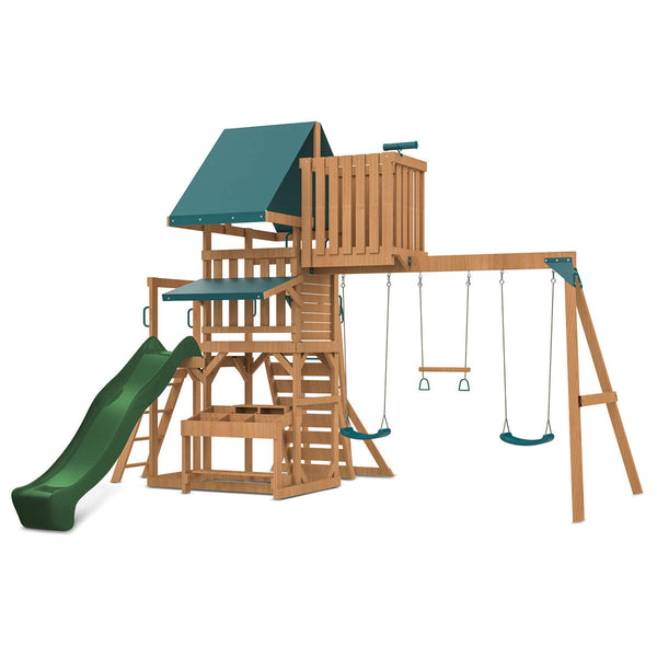 Lifespan Kids Walton Swing Set Monkey Bars & Play Centre With 2.2M Slide (Green) Outdoor Play Sets
